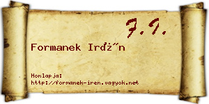 Formanek Irén névjegykártya
